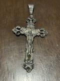 Vintage Sterling Silver Christian Cross 2 Inches Long 1 Inch Wide
