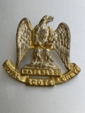 WWII Cap Badge Royal Scots Greys Eagle Over Waterloo Gold Tone