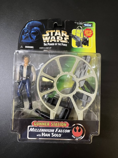 Star Wars Power of the Force Gunner Station Millennium Falcon with Han Solo Figure