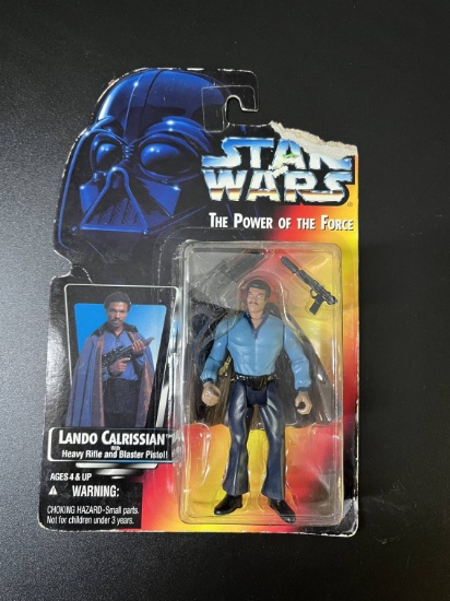 Star Wars Power of the Force Lando Calrissian Figure NIB Card Ripped