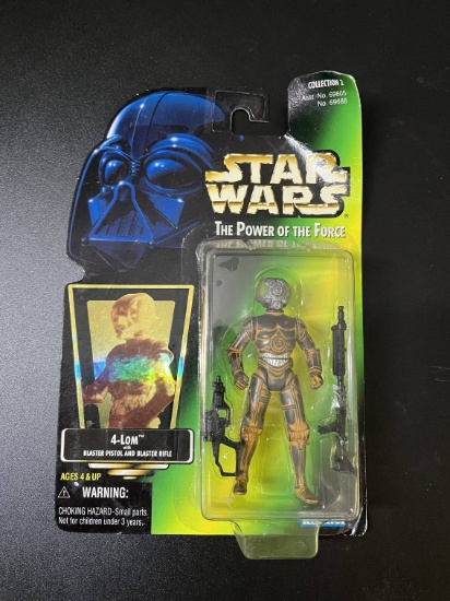 Star Wars Power of the Force 4 Lom Figure NIB Green Card
