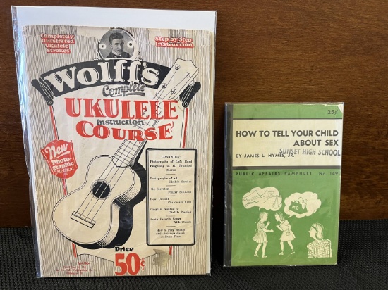 2 Vintage Booklets Wolffs Complete Ukulele Instruction Course 1955 & Sex Education Pamphlet From 195