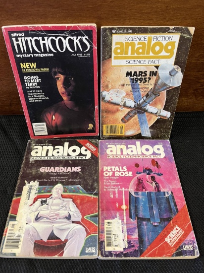 4 Issues Analog Science Fiction Magazine 1981 June October November & Alfred Hitchcocks Mystery Maga