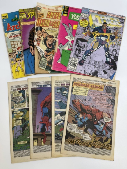 8 Low Grade Comics some no covers Spider-Man Archie Cage Superboy Yosemite Sam