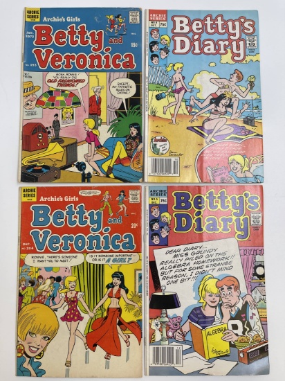 4 Betty and Veronica Comics 1972-1986 Bronze Age Archie Comics 15 Cents to 75 Cents