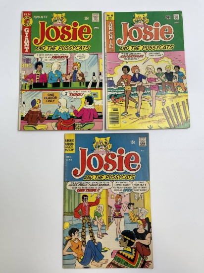 3 Josie and the Pussycats Comics 1970-1976 Bronze Age Archie Comics 15 Cents to 30 Cents