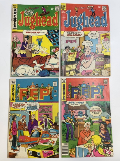 4 PEP and JUGHEAD Comics 1972-1977 Bronze Age Archie Comics 15 Cents to 35 Cents