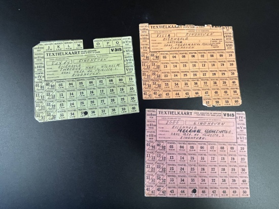 (3) WWII Occupied Holland Ration Cards
