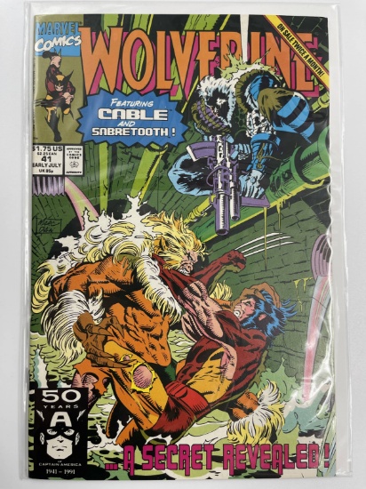 Wolverine Comic #41 Marvel Comics KEY 1st Battle Cable Vs Sabretooth