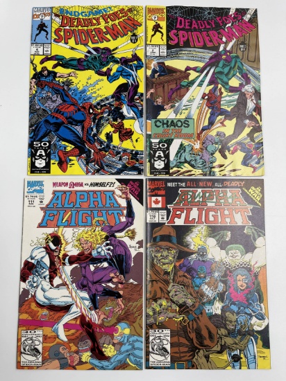 4 Issues Deadly Foes of Spiderman #2 #4 & Alpha Flight #110 & #111 Marvel Comics