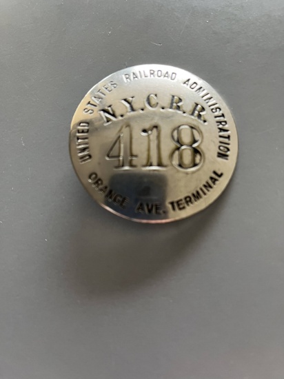 Antique NYCRR Railroad Metal Badge
