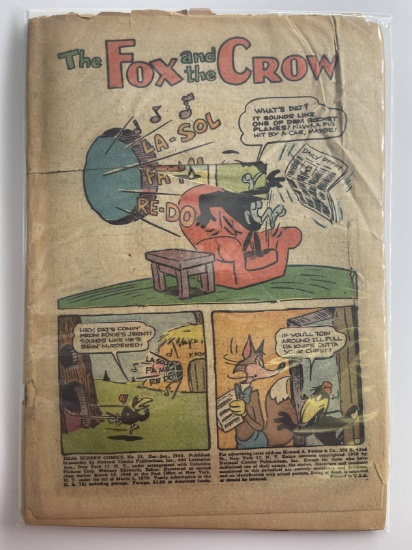 Real Screen Comics #21 DC No Cover 1948 Golden Age Cartoon Comic Fox and the Crow 10 Cent