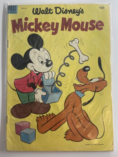 Walt Disneys Mickey Mouse Comic #34 Dell 1954 Golden Age 10 Cents