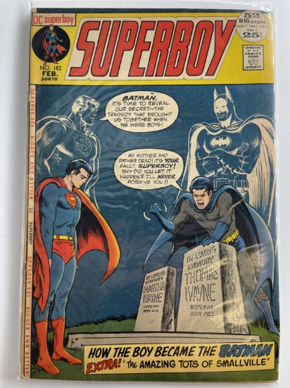 Superboy Comic #182 DC Comics 1972 Bronze Age 25 Cents BATMAN SUPERMAN