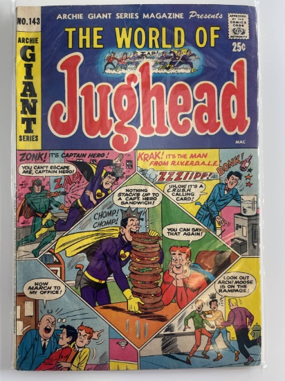 World of Jughead Comic #143 Archie Giant 1967 Silver Age Samm Schwartz Captain Hero