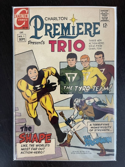 Charlton Premiere Comic #1 Charlton Comic 1967 Silver Age Key First Issue 12 Cents TRIO