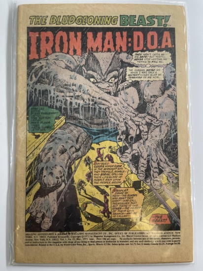 Amazing Adventures Comic #12 Marvel 1972 Bronze Age No Cover Iron Man Dead on Arrival