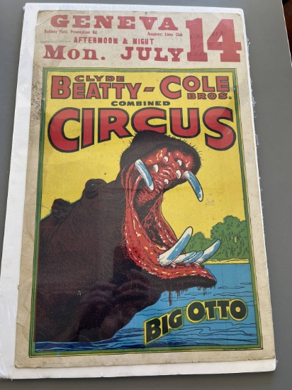 1950's Clyde Beatty-Cole Bros. Circus Poster