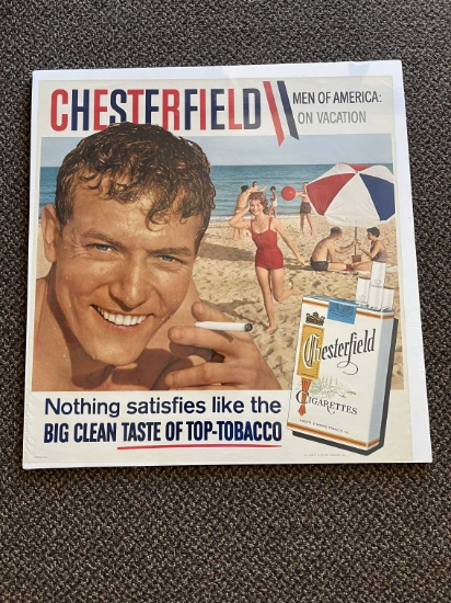Antique Chesterfield Cigarettes Adv. Poster