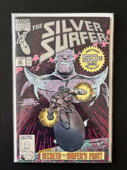 Silver Surfer Comic #50 Marvel Comics KEY 1st Foil Embossed Comic Cover
