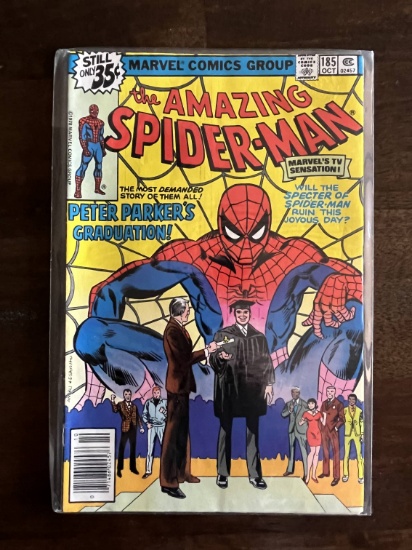 Amazing Spider-Man Comic #185 Marvel 1978 Bronze Age PETER PARKERS GRADUATION! 35 Cents