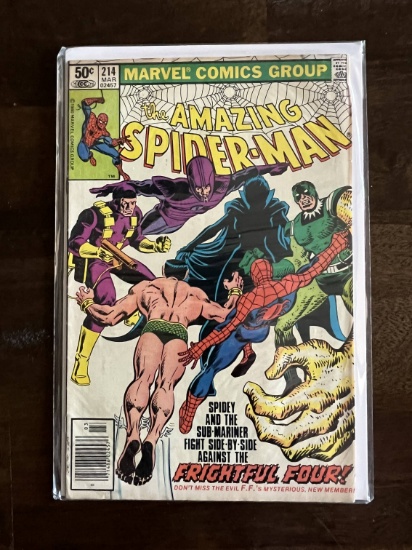 Amazing Spider-Man Comic #214 Marvel 1981 Bronze Age Fightful Four