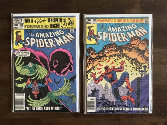 2 Issues Amazing Spider-Man Comic #218 & #224 Marvel Comics 1981 Bronze Age Comics