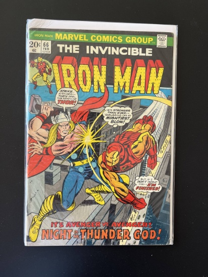 Iron Man Comic #66 Marvel Comics 1974 Bronze Age KEY Cover Art Featuring Iron Man Vs Thor