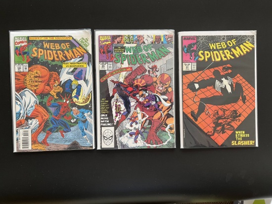 3 Issues Web of Spiderman Comic #37 #64 & #105 Marvel Comics