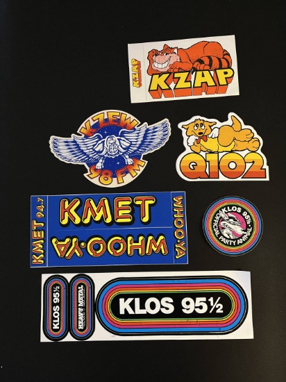 (6) 1970's & 80's Radio Station Stickers