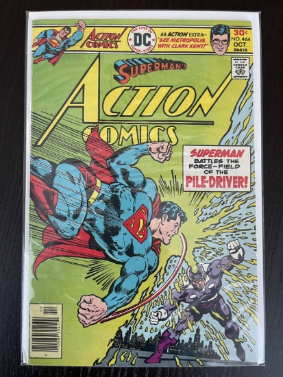 Action Comics #464 DC Comics 1976 Bronze Age Superman 30 Cents Pile-Driver