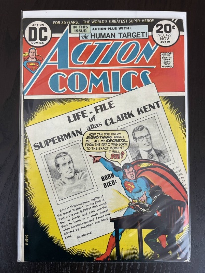 Action Comics #429 DC Comics 1973 Bronze Age Superman Plus the Human Target! 20 Cents