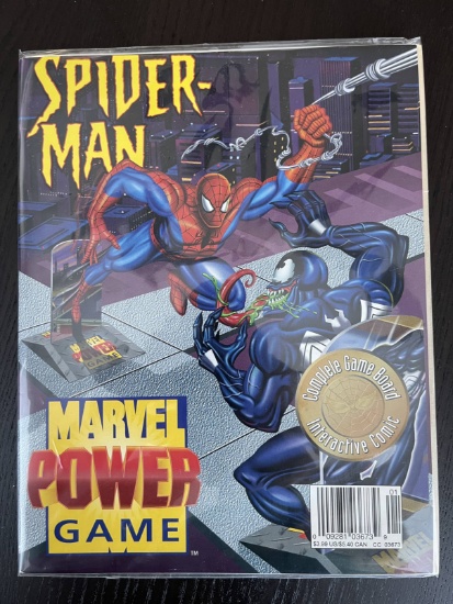 Marvel Power Game Magazine Spider-Man Venom 1996 Complete Board Game Interactive Comic