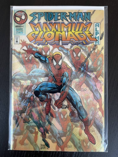 Spider-Man Maximum Clonage Alpha Comic #1 Marvel Chromium Foil Cover Wraparound 1995