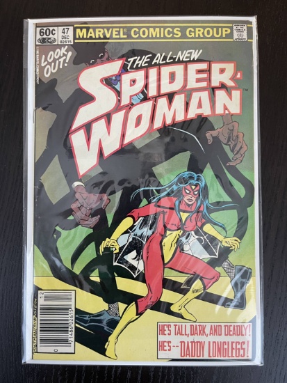 Spider-Woman Comic #47 Marvel 1982 Bronze Age 60 Cents Daddy Longlegs
