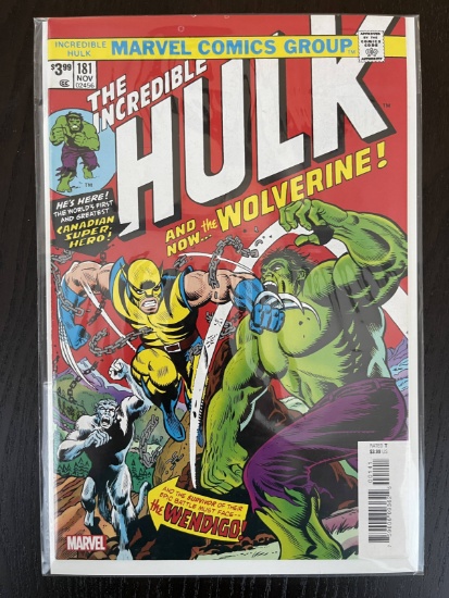 Incredible Hulk Comic #181 Marvel Comics 2019 Facsimile Edition High Grade Wolverine Vs HULK