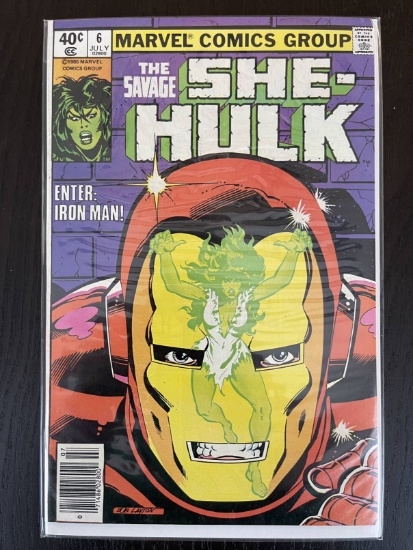 Savage She-Hulk Comic #6 Marvel 1980 Bronze Age Key Cover art by BOB LAYTON Iron Man 40 Cents
