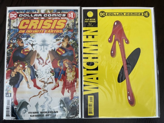 2 DC Dollar Comic Reprints of Watchmen #1 and Crisis on Infinite Earths #1