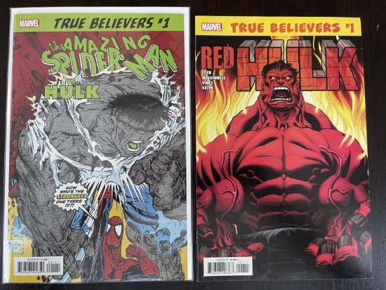 2 True Believers Comics Reprints of Red Hulk #1 and Amazing Spider-man #328 Marvel
