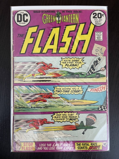 The Flash Comic #223 DC 1973 Bronze Age Green Lantern 20 Cents Fatal Race
