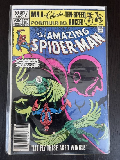 Amazing Spider-Man Comic #224 Marvel 60 Cents Vulture 1982 Bronze Age