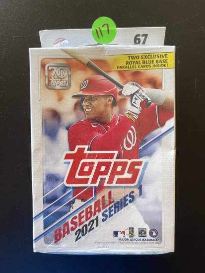 Topps Baseball 2021 Series 1 Box Sealed 67 Cards 2 Exclusive Royal Blue Base Cards Inside