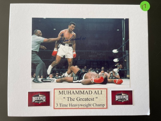 Signed Muhammad Ali Photo Matted 8x10 Boxing With Nameplate The Greatest