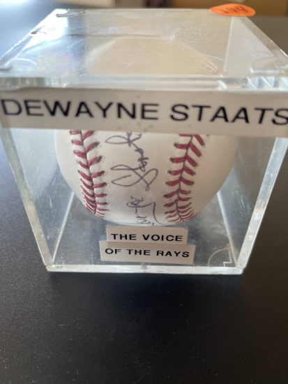 Dewayne Staats Voice of the Rays Signed Baseball Encased MLB Official Baseball