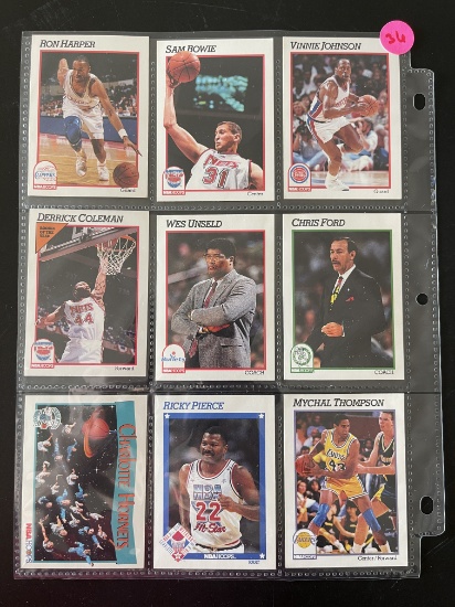 9 Basketball Cards 1991 Charlotte Hornets Ron Harper Vinnie Johnson Sam Bowie Chris Ford