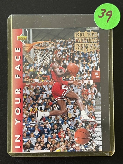 IN YOUR FACE Upper Deck Card #453 Michael Jordan NBA Slam Dunk Championship 1987-1988 2 time Champ