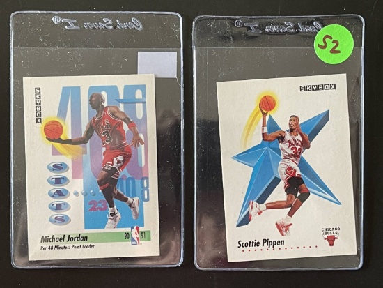 Skybox Scottie Pippen Card #44 & Michael Jordan Card #307 Chicago Bulls 1991