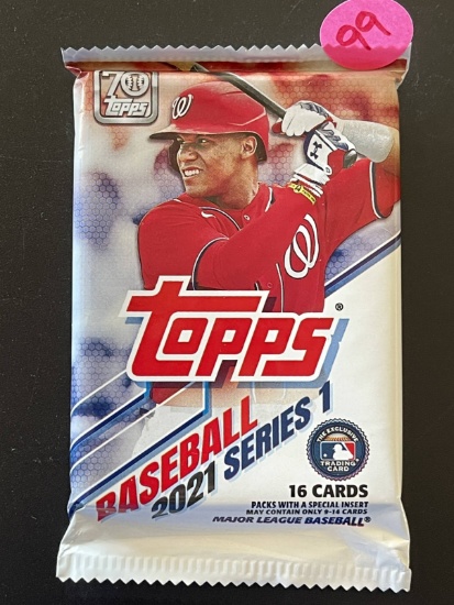 Topps Baseball Card Pack Unopened 2021 Series 1 MLB 16 Cards