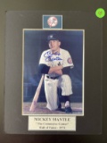 Signed Mickey Mantle Photo Matted 8x10 Yankees With Nameplate COA Sticker