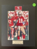 Signed Joe Montana Photo Matted 8x10 49ers With Nameplate Hall of Fame - 2000 COA Sticker